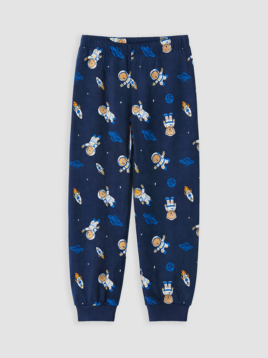 Mavi Bisiklet Yaka Baskılı Erkek Çocuk Pijama Takım-4