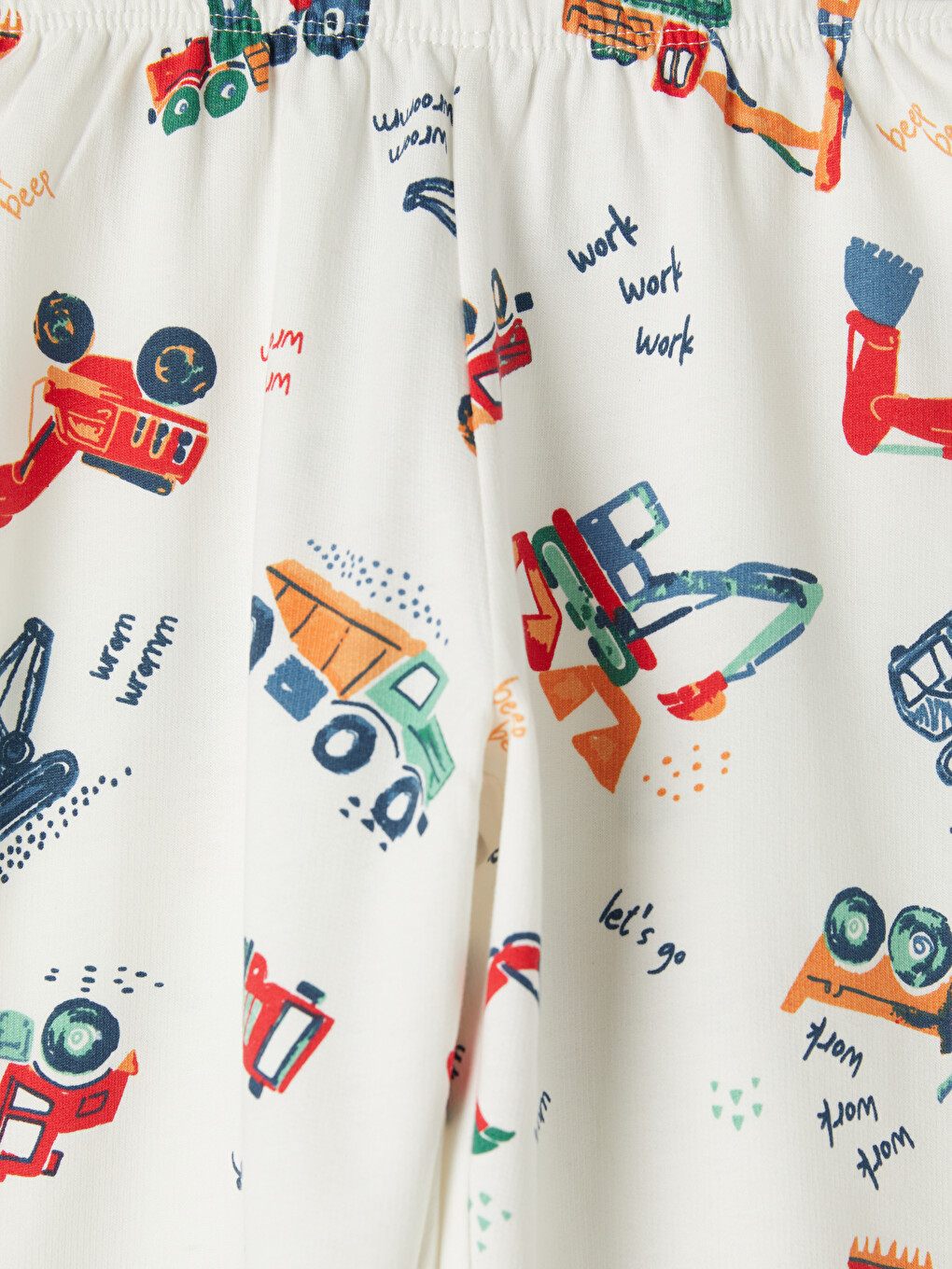 Ekru Bisiklet Yaka Baskılı Erkek Çocuk Pijama Takım-6
