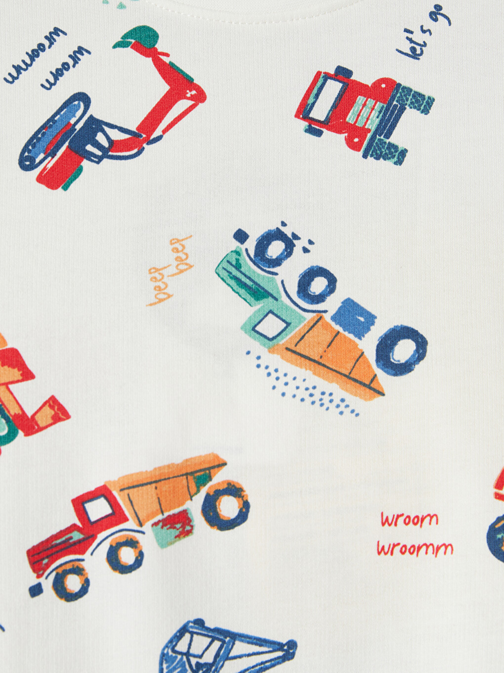 Ekru Bisiklet Yaka Baskılı Erkek Çocuk Pijama Takım-2