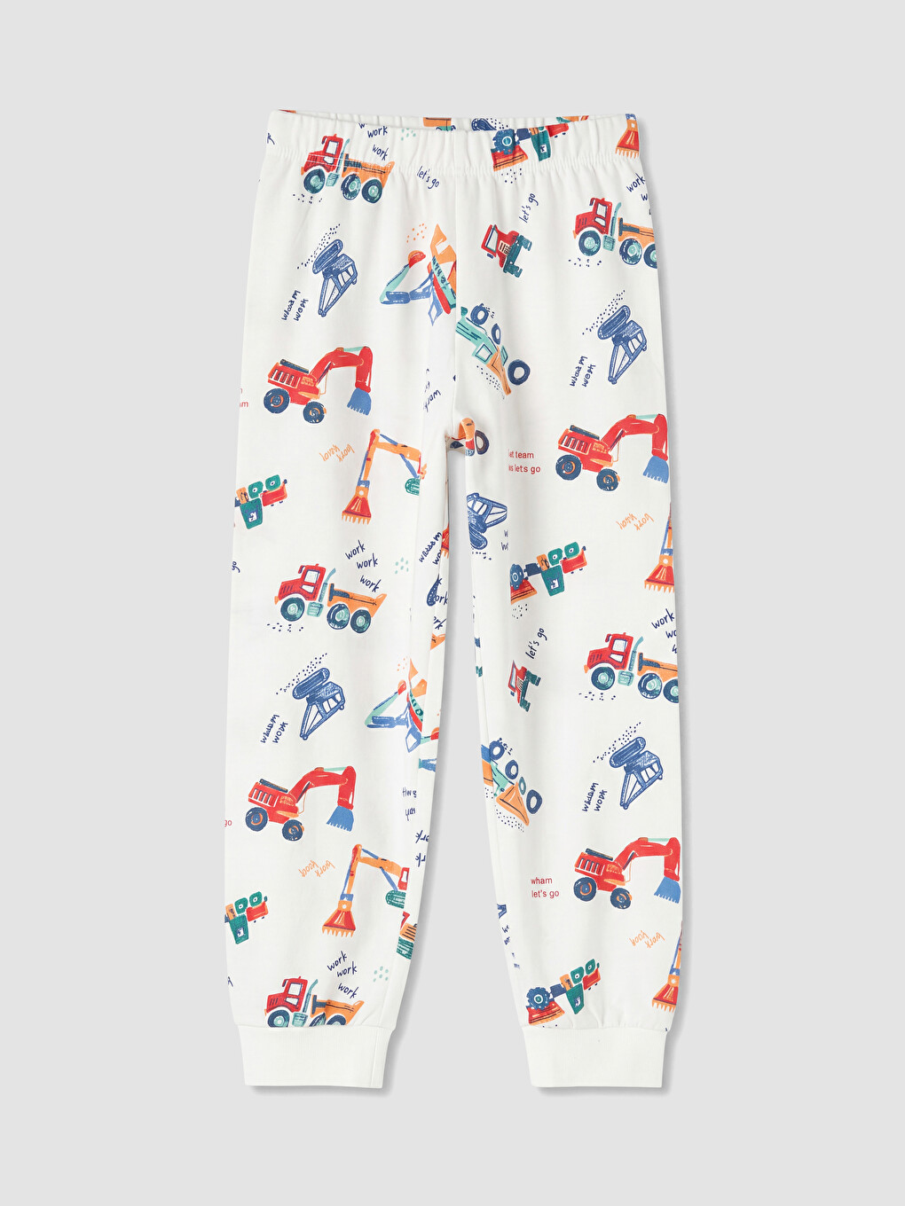 Ekru Bisiklet Yaka Baskılı Erkek Çocuk Pijama Takım-4