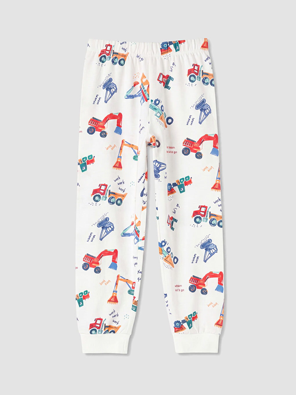 Ekru Bisiklet Yaka Baskılı Erkek Çocuk Pijama Takım-5