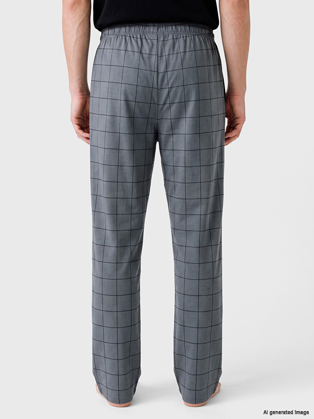Antrasit Regular Fit Ekose Erkek Pijama Alt-2