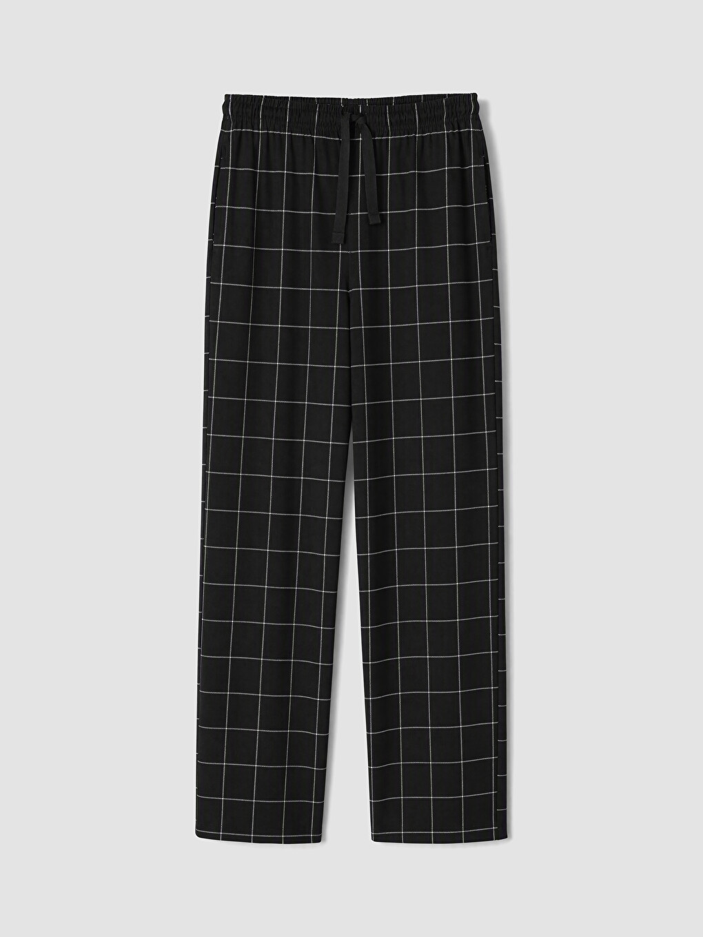 Siyah Regular Fit Ekose Desenli Erkek Pijama Altı-4