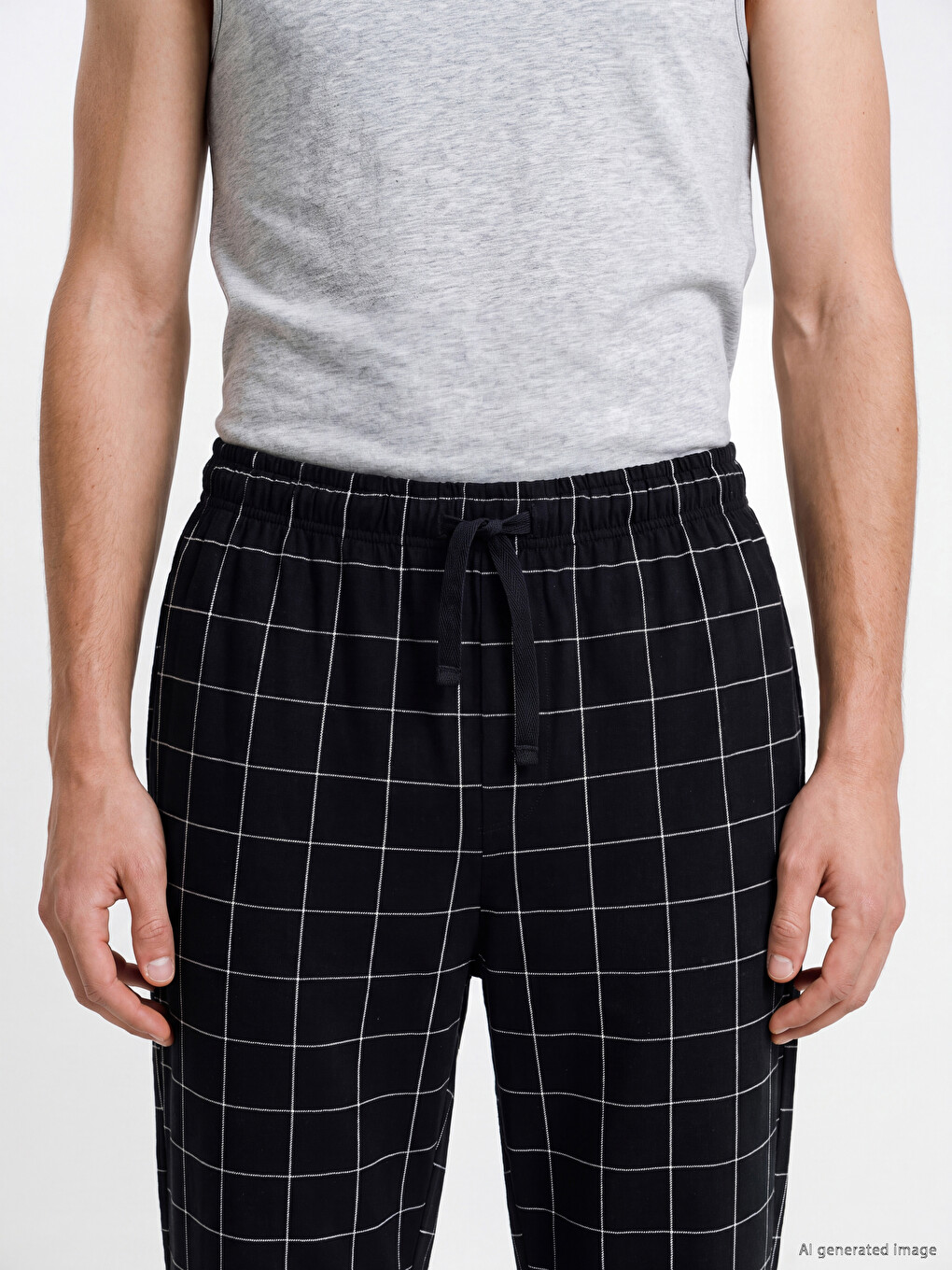 Regular Fit Plaid Men's Pyjamas Bottoms-2