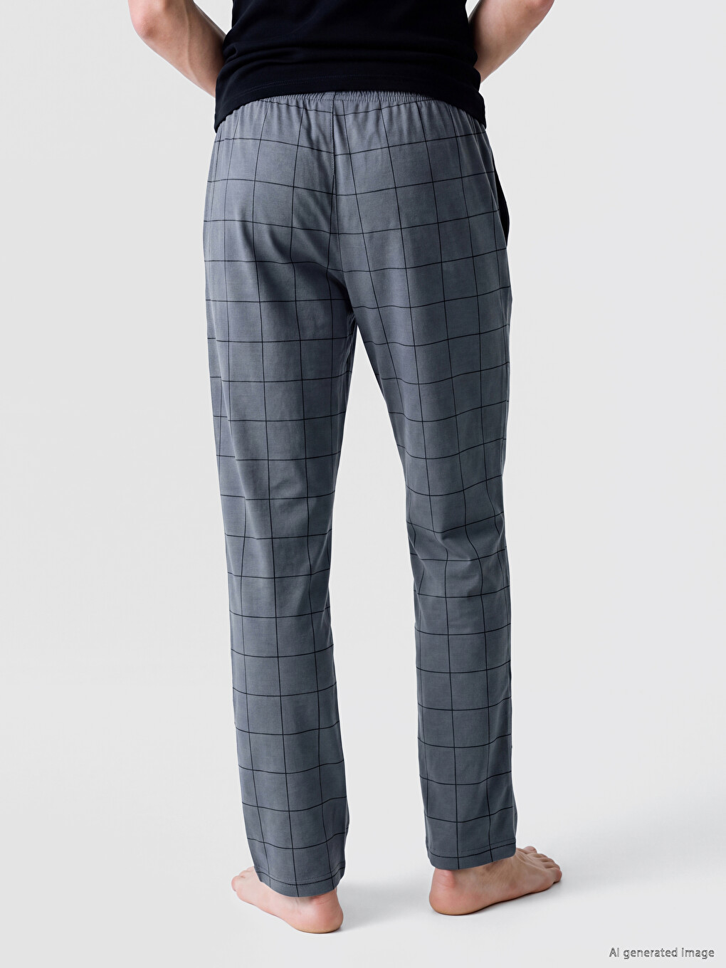 Antrasit Regular Fit Ekose Erkek Pijama Alt-3