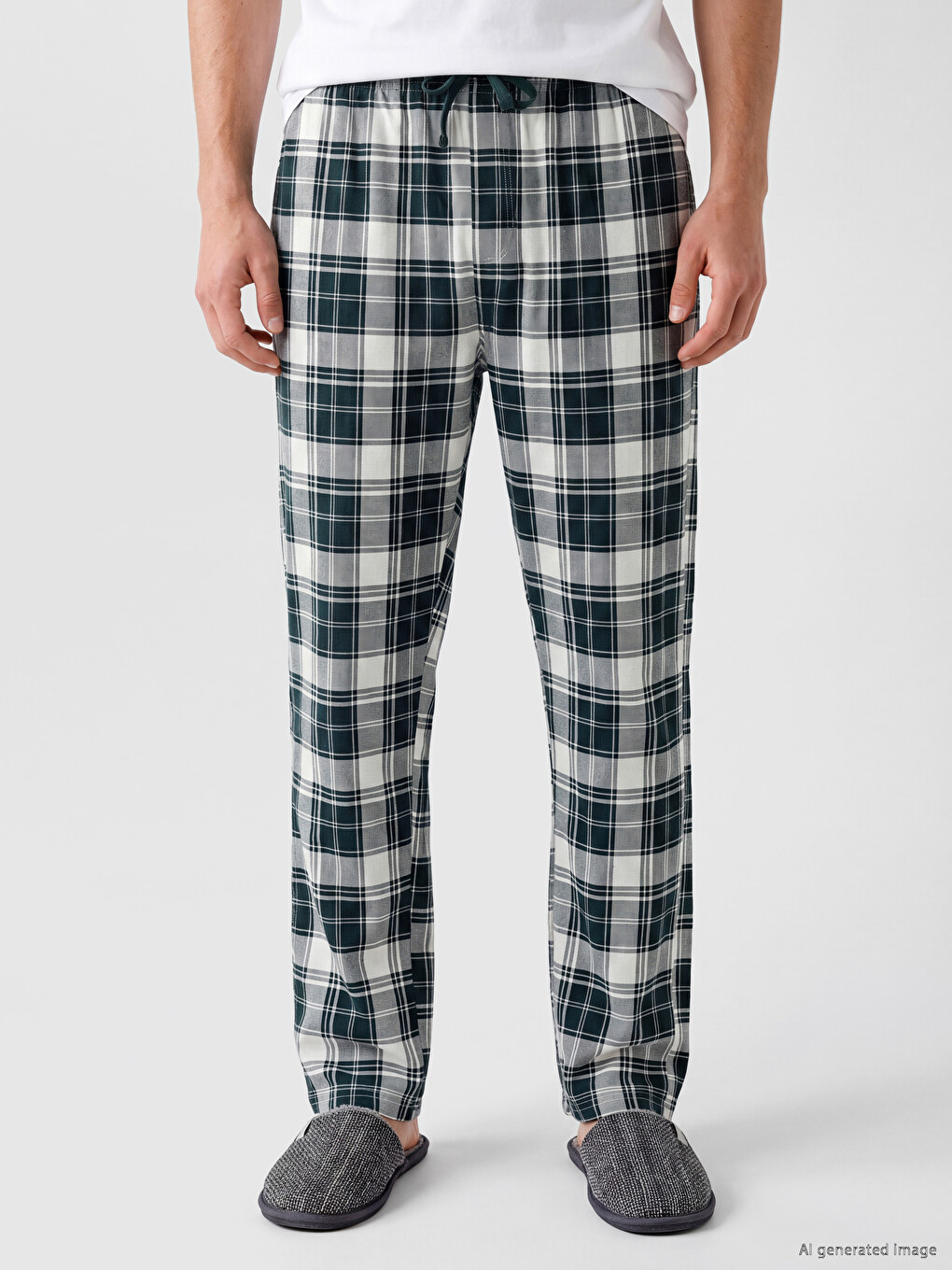 Yeşil Regular Fit Ekose Erkek Pijama Altı-1