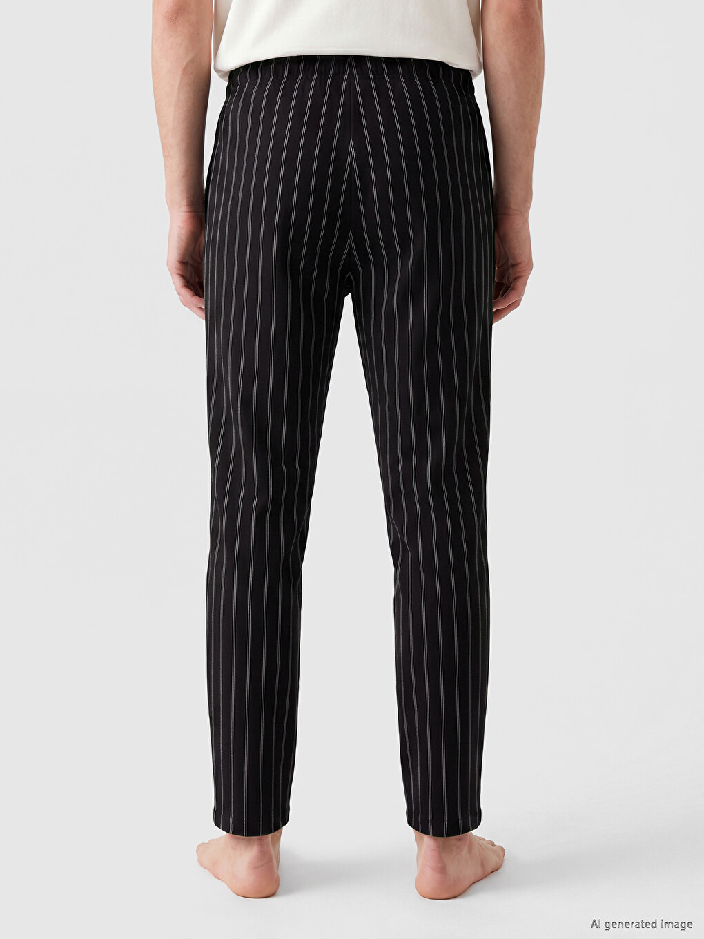Siyah Regular Fit Çizgili Erkek Pijama Altı-3
