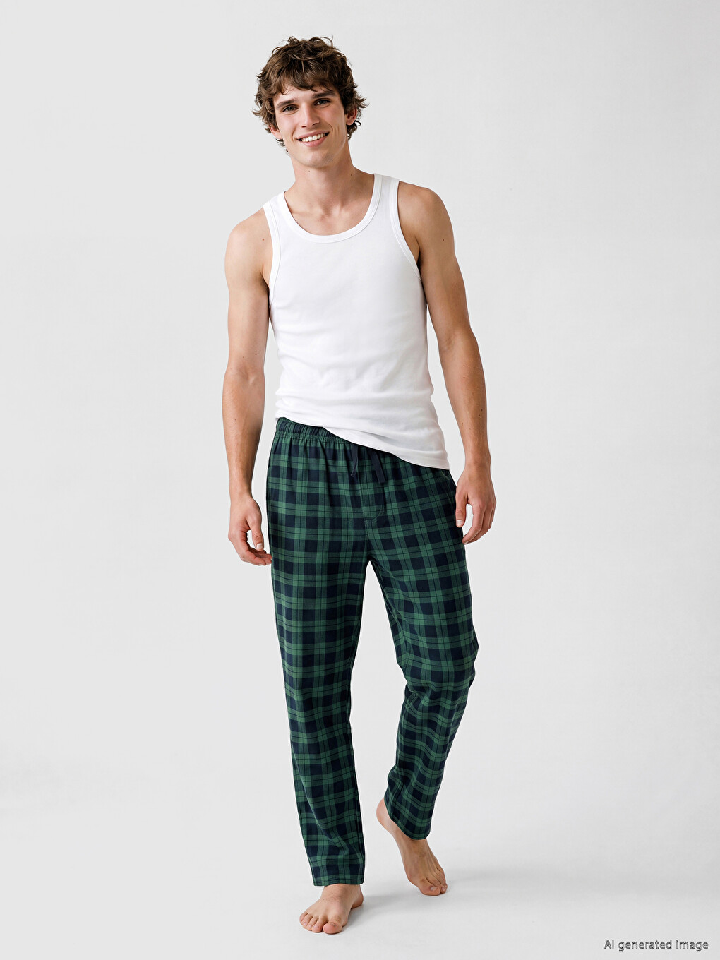Regular Fit Ekose Erkek Pijama Alt