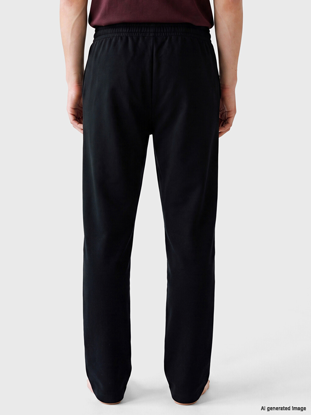Siyah Standart Kalıp Erkek Pijama Alt-2