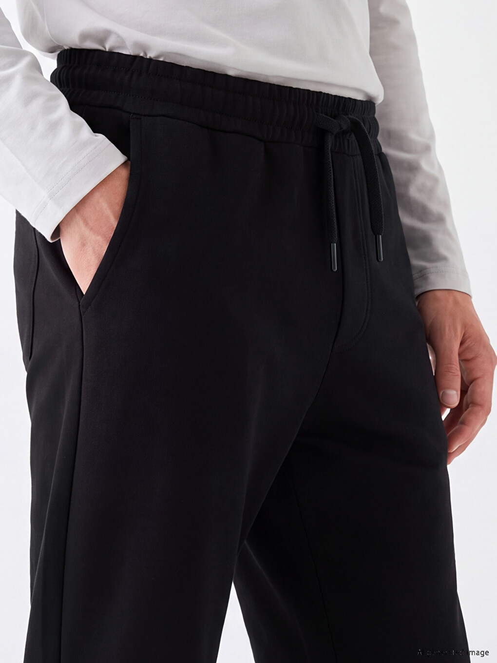 Siyah Standart Kalıp Erkek Pijama Alt-2