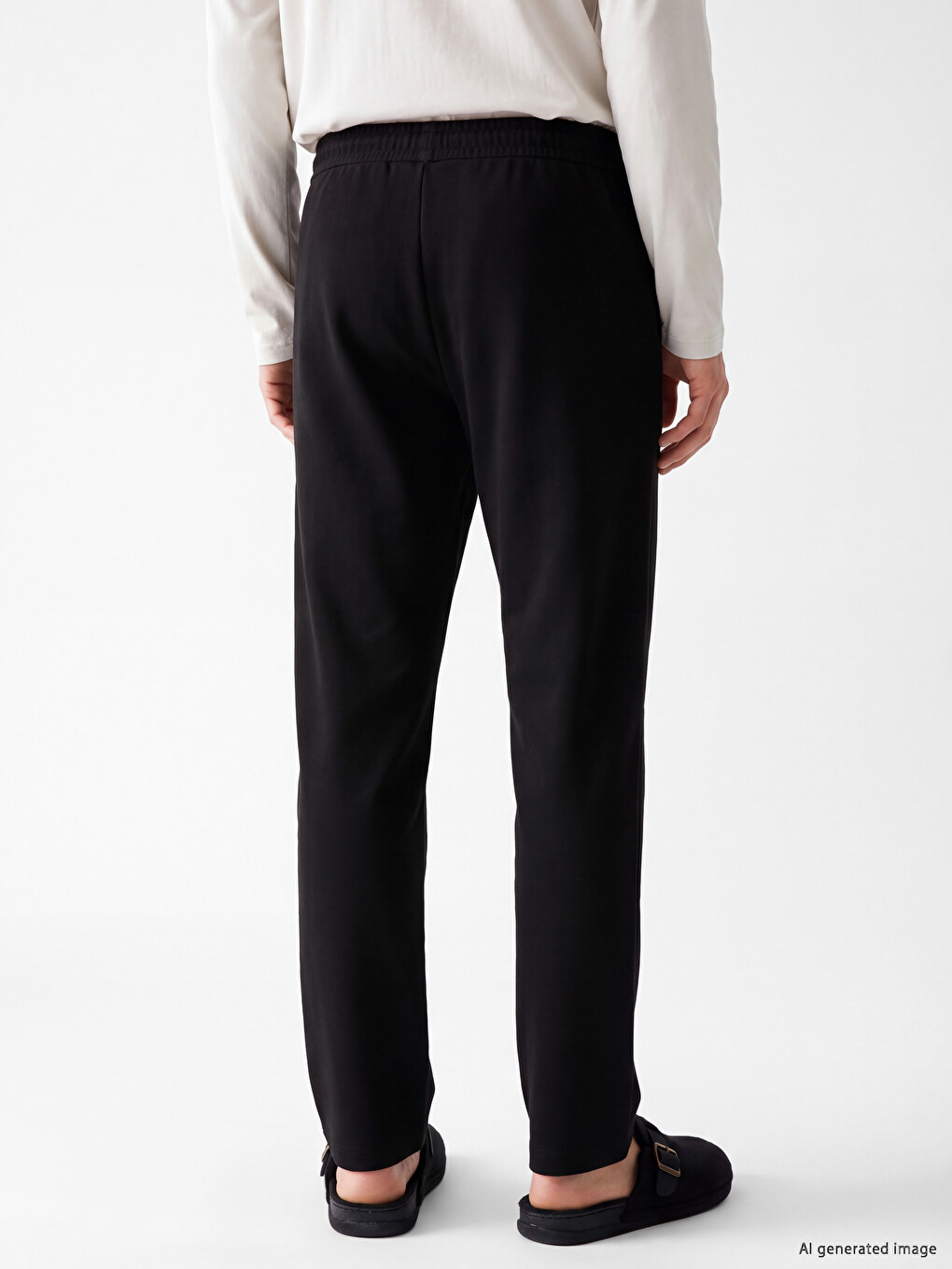 Siyah Standart Kalıp Erkek Pijama Alt-3