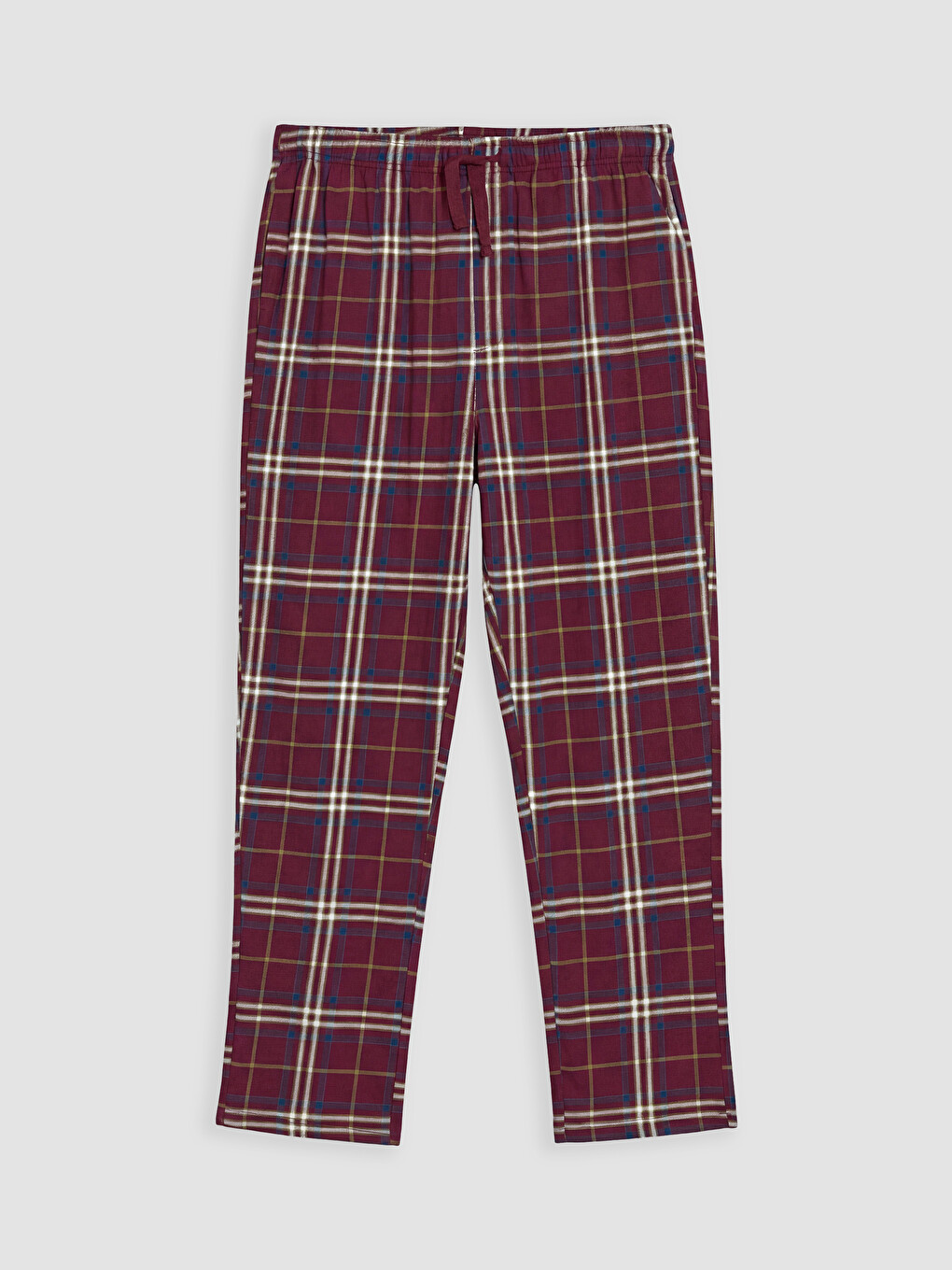Bordo Regular Fit Ekose Erkek Pijama Alt-4