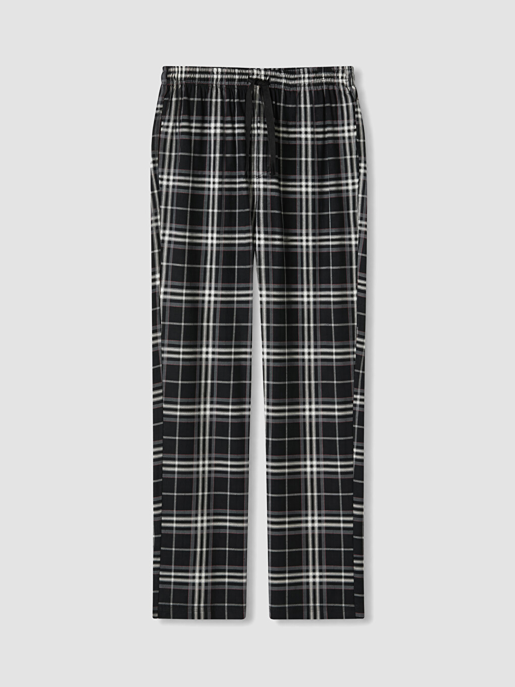 Siyah Regular Fit Ekose Erkek Pijama Alt-2