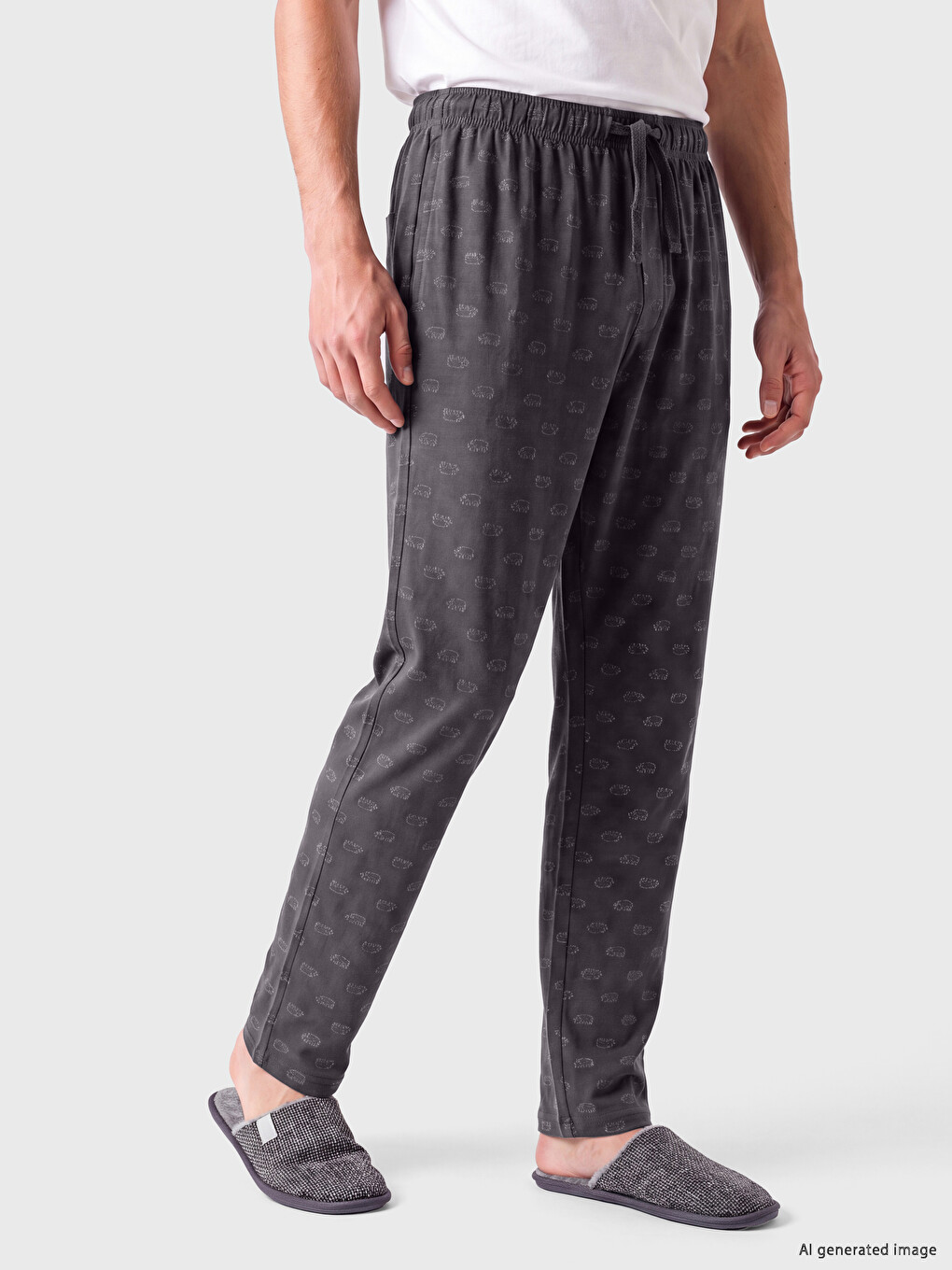 Man Grey Pyjama Bottoms-1