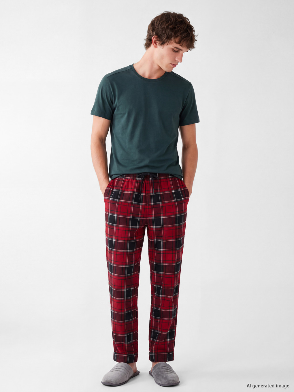 Crew Neck Short Sleeve Men's Pyjamas Top-1