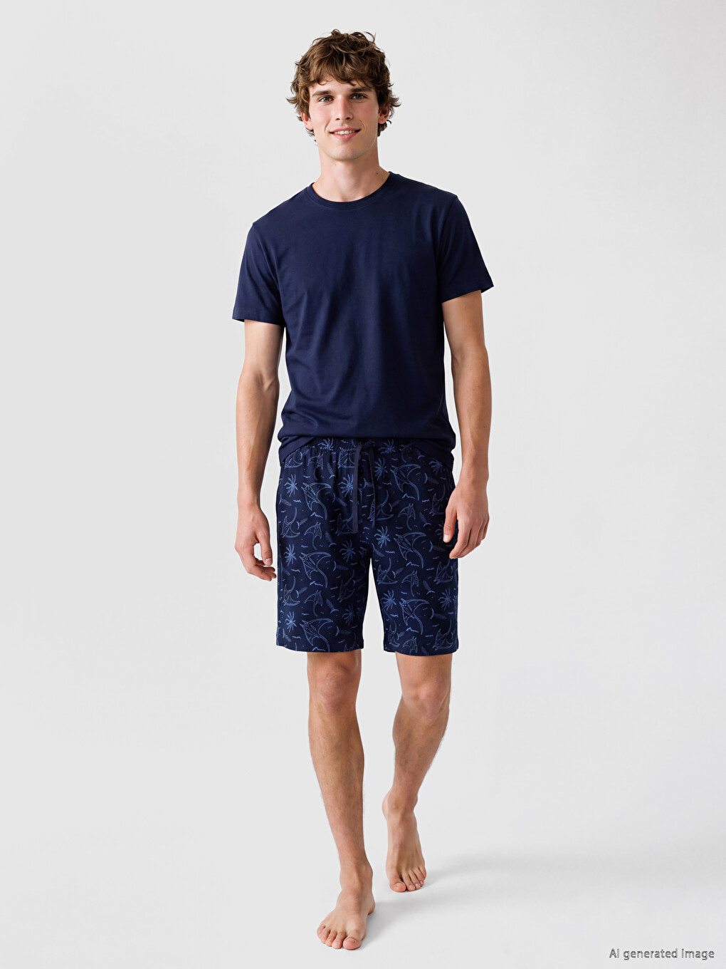 Lacivert Slim Fit Modal Kumaş Tişört /02-1