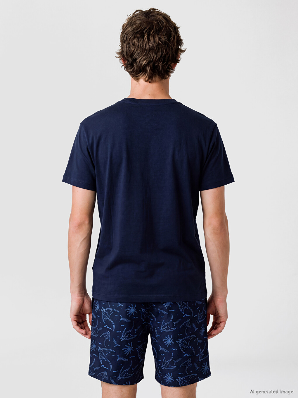 Lacivert Slim Fit Modal Kumaş Tişört /02-3
