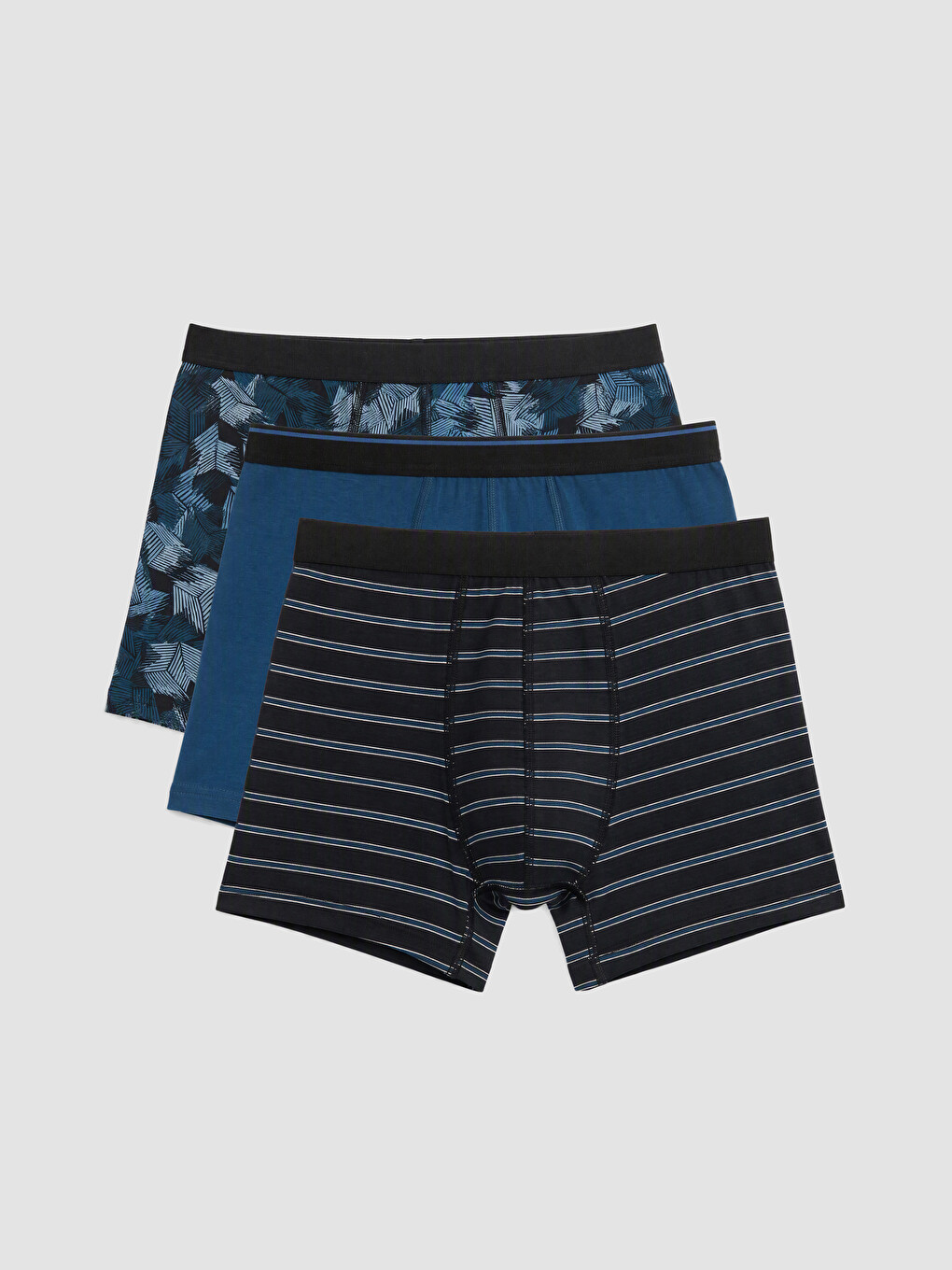 Siyah Pamuklu Esnek Erkek Boxer 3'lü Paket
