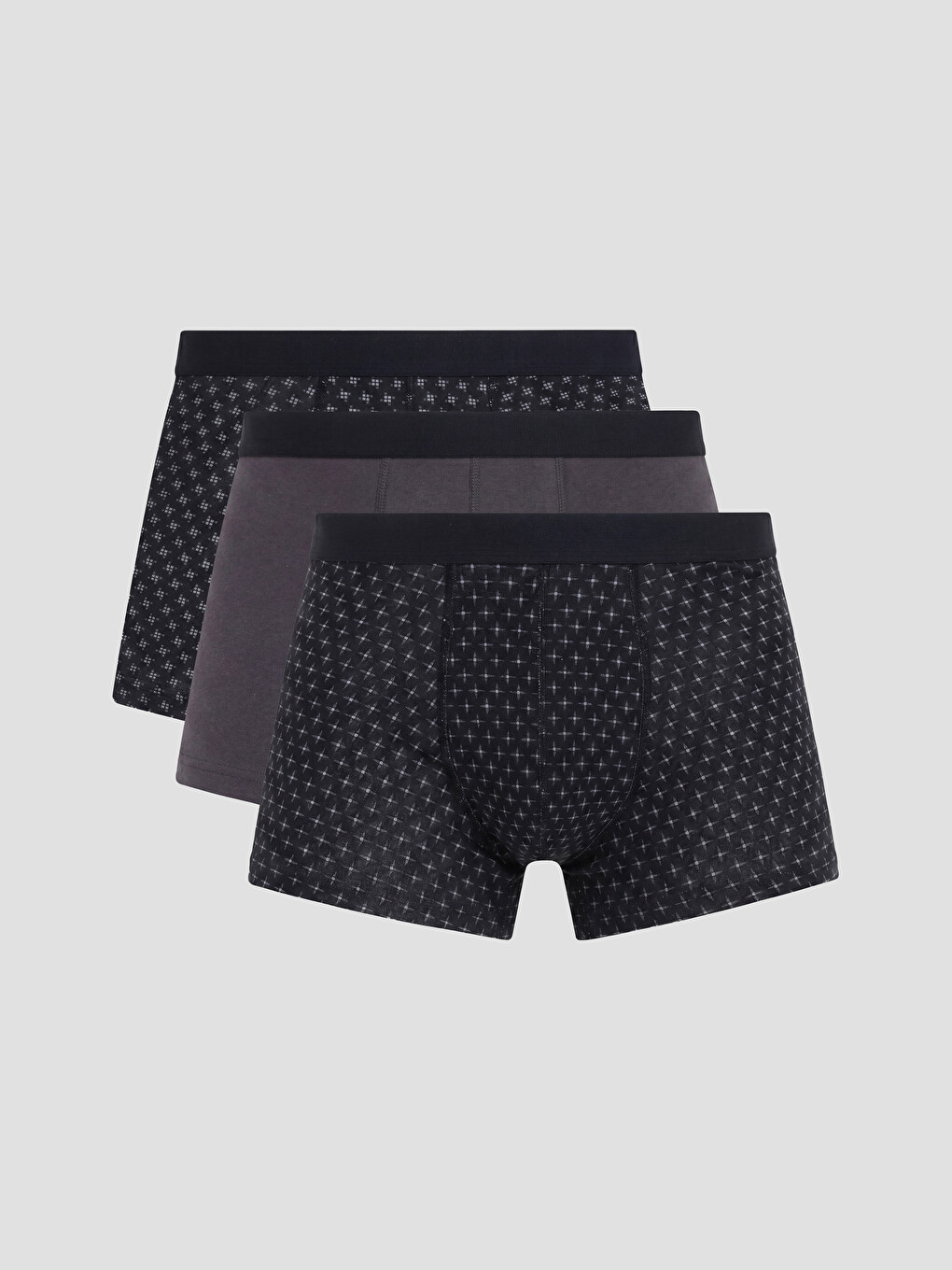Siyah Pamuklu Esnek Erkek Boxer 3'lü
