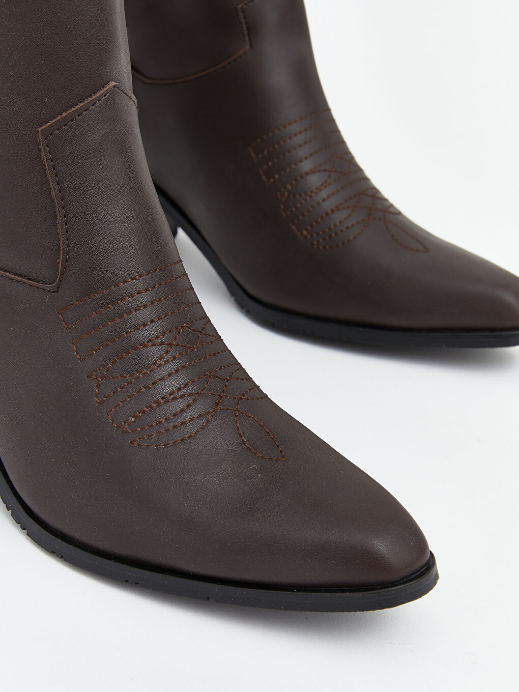 Kahverengi Deri Görünümlü Kadın Çizme-2