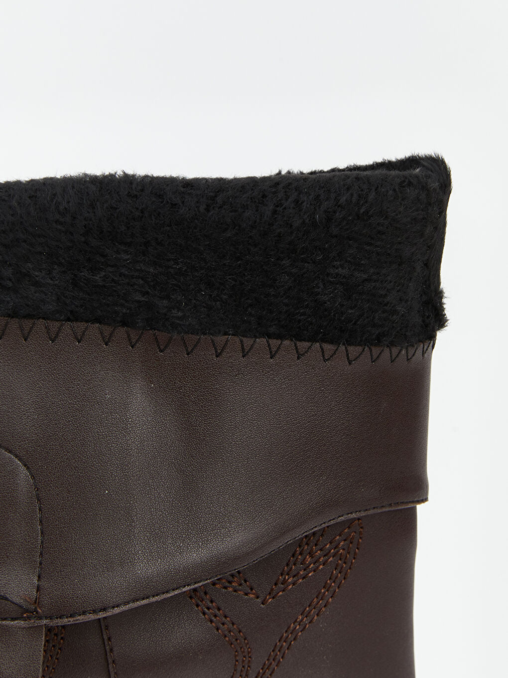 Kahverengi Deri Görünümlü Kadın Çizme-5