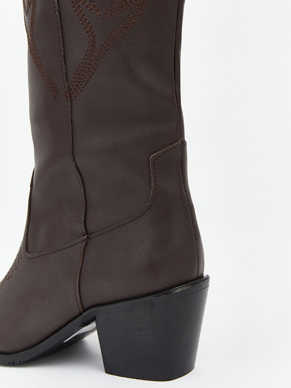 Kahverengi Deri Görünümlü Kadın Çizme-6