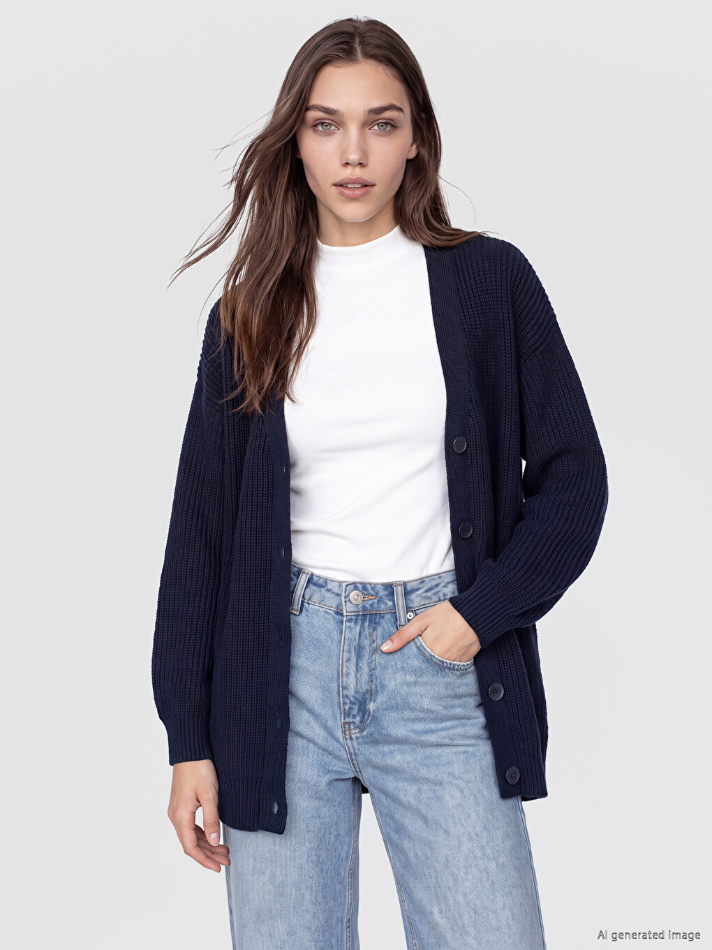 Woman Navy Cardigan