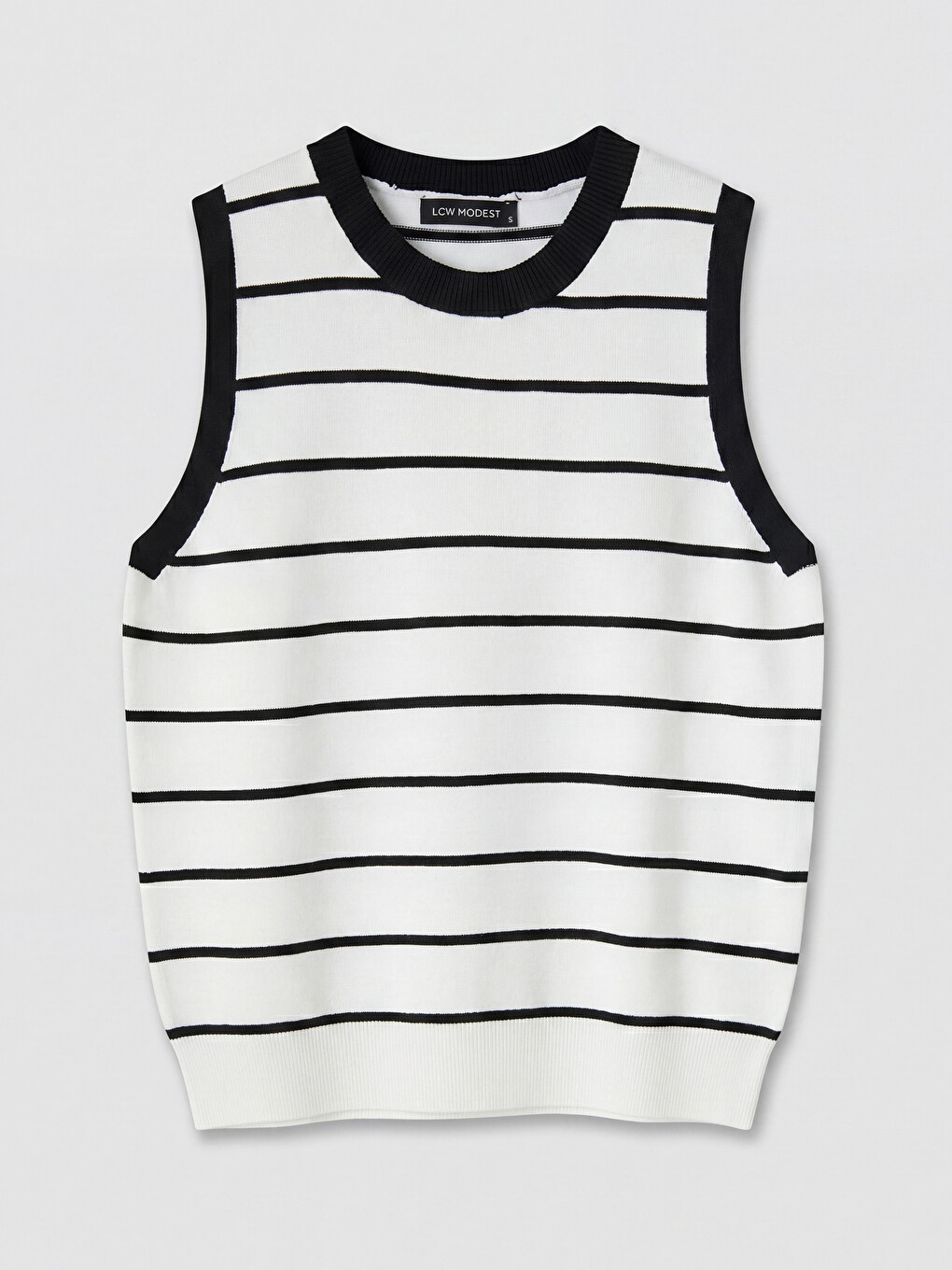 Crew Neck Striped Women's Knitwear Sweater Vest-4