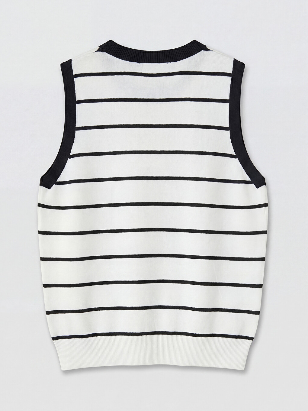 Crew Neck Striped Women's Knitwear Sweater Vest-5
