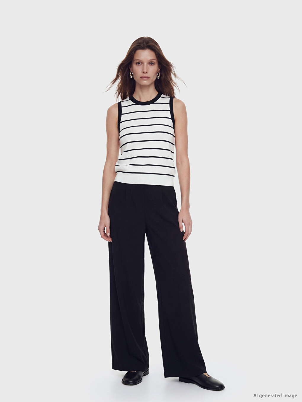 Crew Neck Striped Women's Knitwear Sweater Vest-1