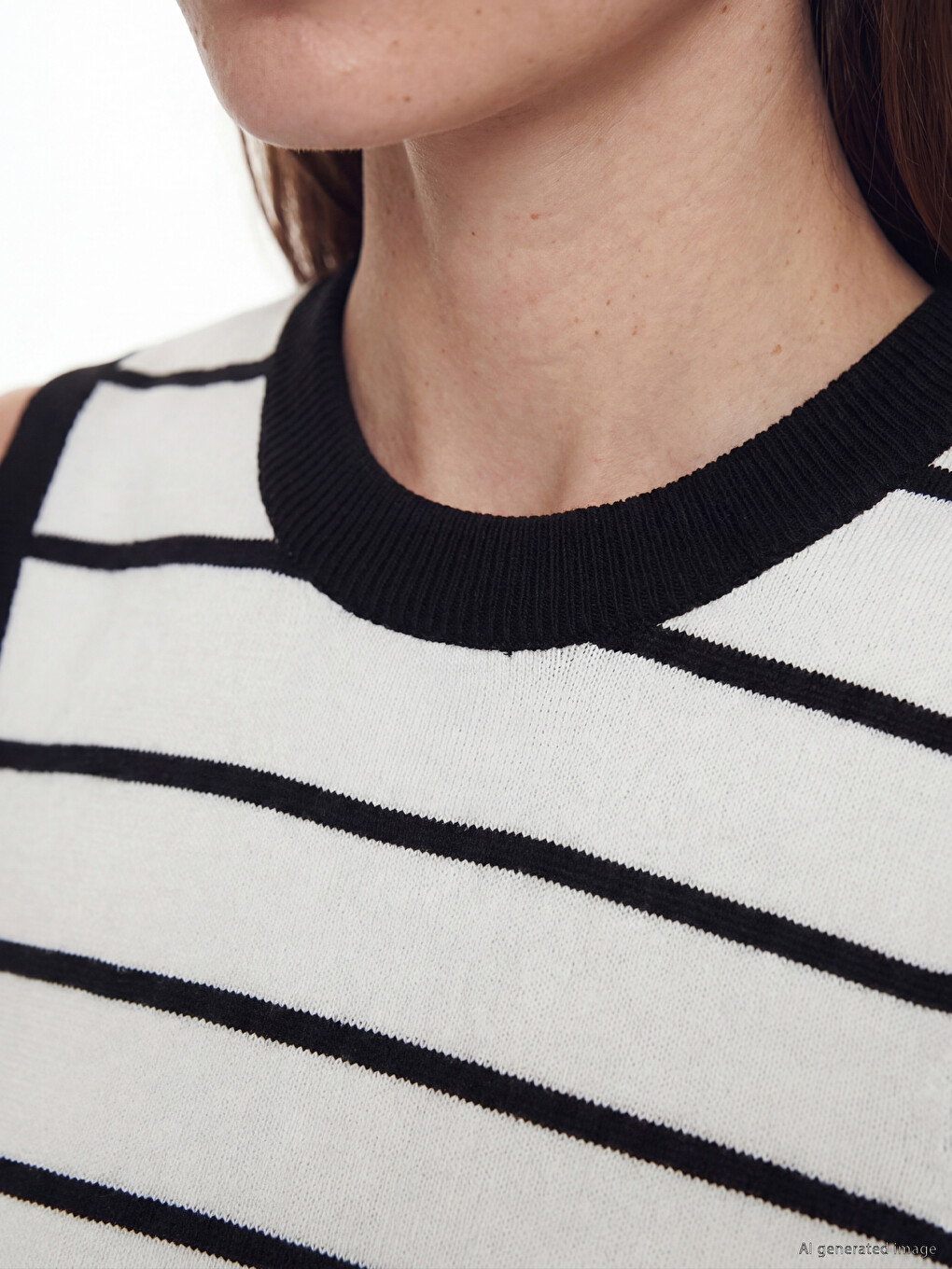 Crew Neck Striped Women's Knitwear Sweater Vest-2