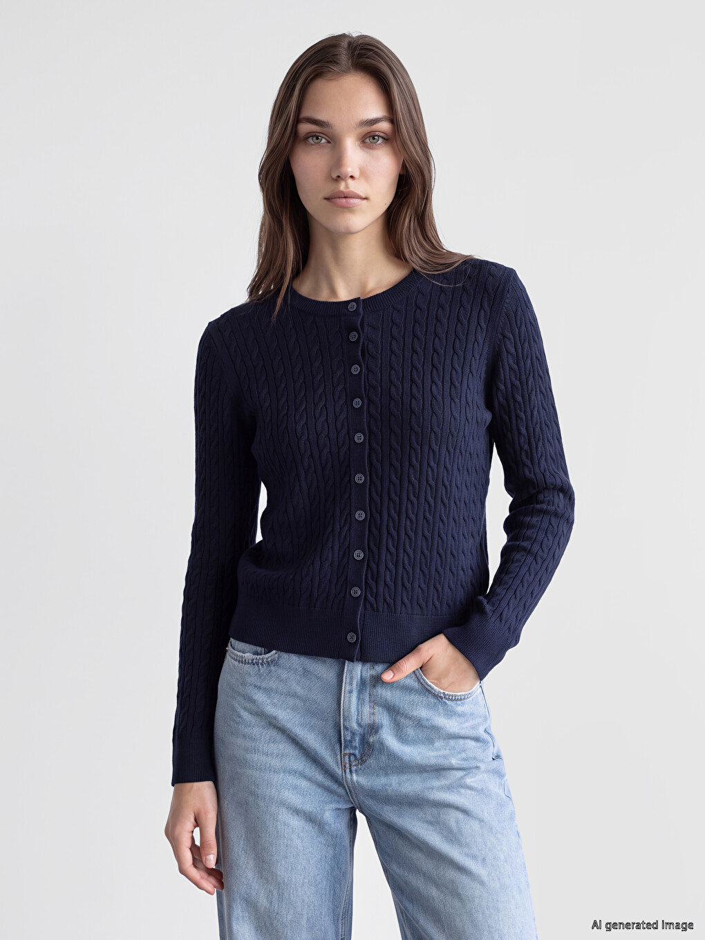 Cable Knit Patterned Women's Knitwear Cardigan
