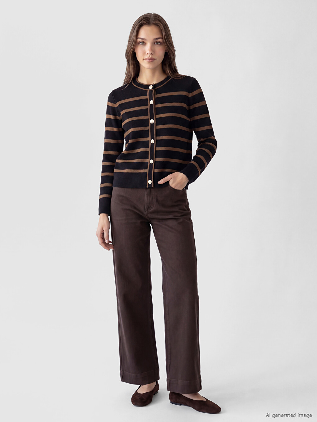 Woman Brown Cardigan-1