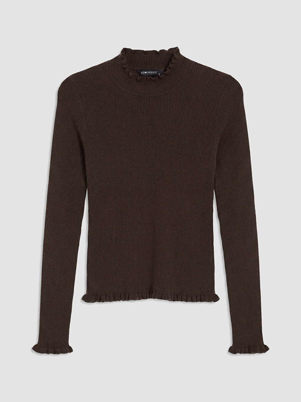 Gekräuselter Stehkragen Damen Strickpullover-4
