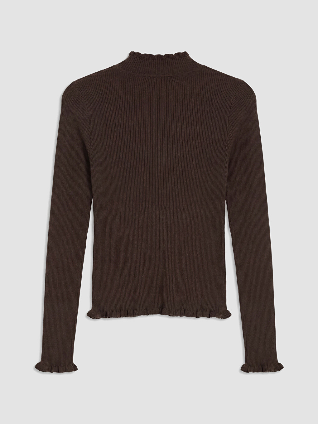 Gekräuselter Stehkragen Damen Strickpullover-6
