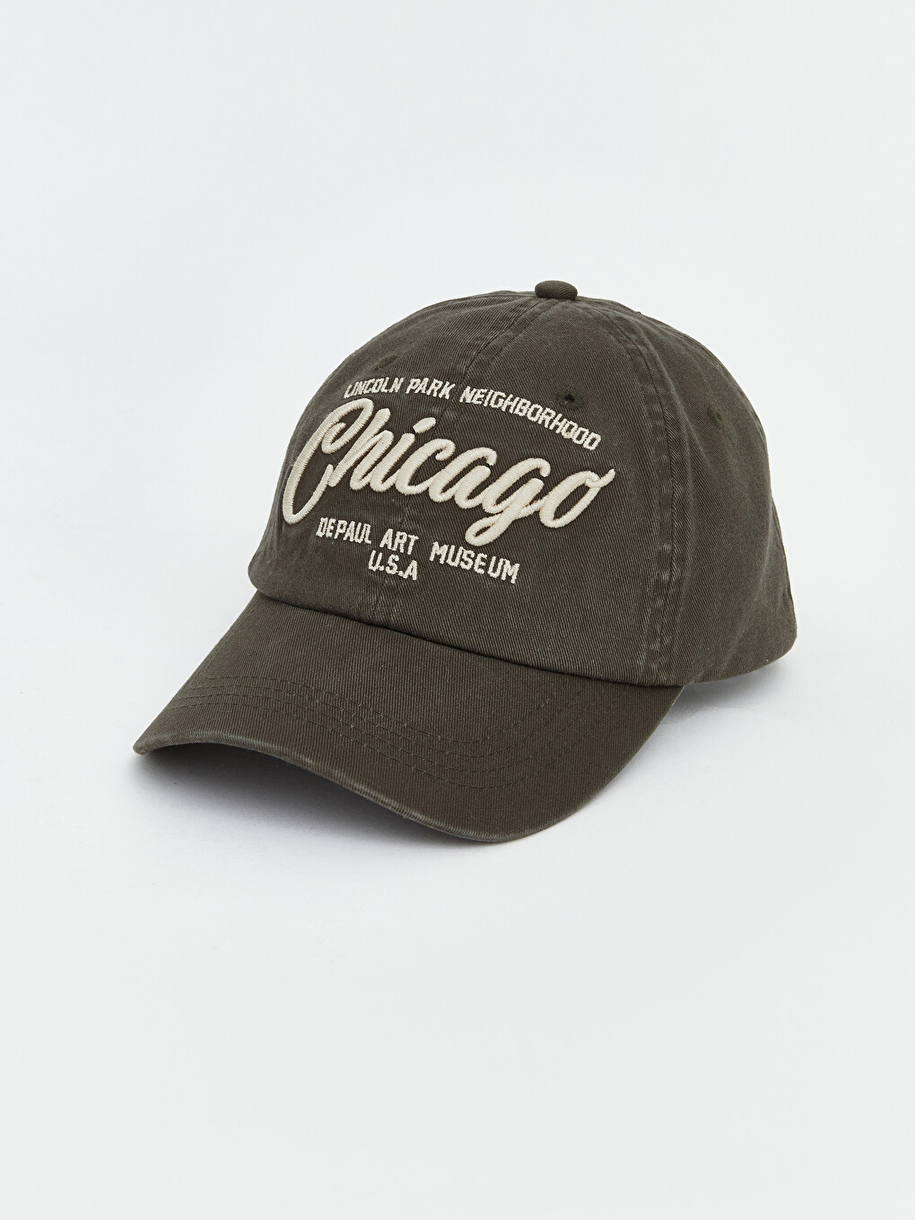 Haki Chicago Nakışlı Erkek Kep Şapka