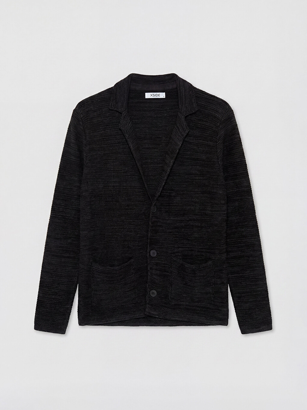 Siyah Slim Fit Ceket Yaka Erkek Triko Hırka-4