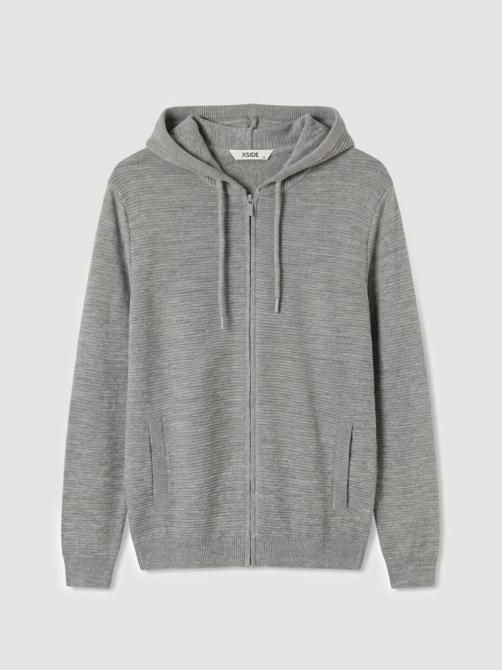 Gri Regular Fit Kapüşonlu Erkek Triko Hırka-4