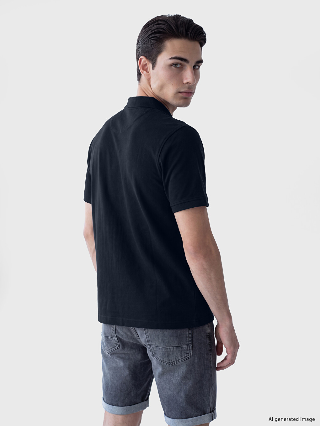 Lacivert Polo Yaka Pike Erkek Tişört-2