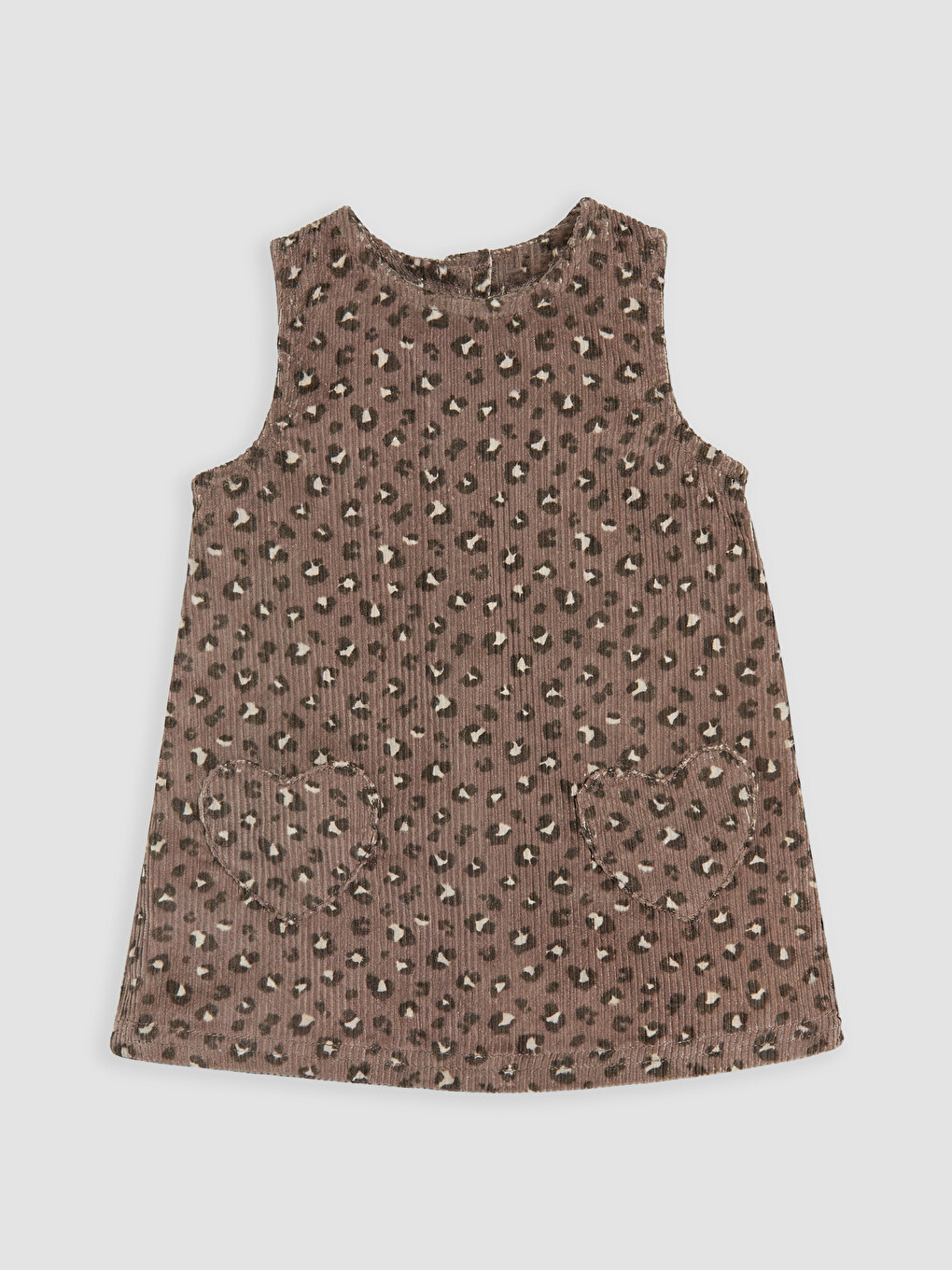 Bisiklet Yaka Leopar Desenli Kız Bebek Kadife Elbise-4