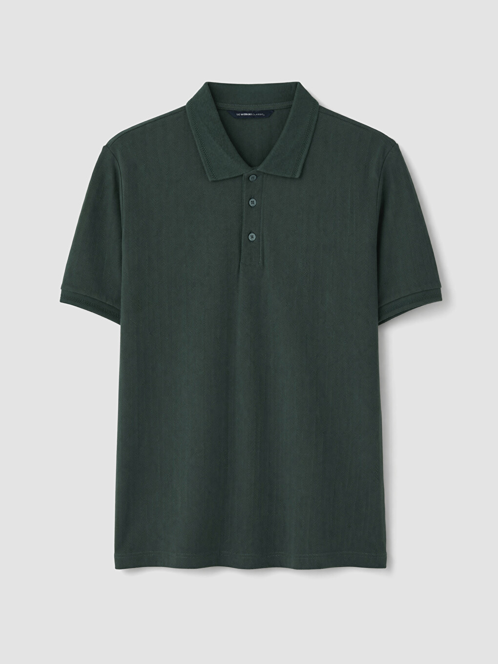 Yeşil Polo Yaka Dokulu Erkek Tişört-3