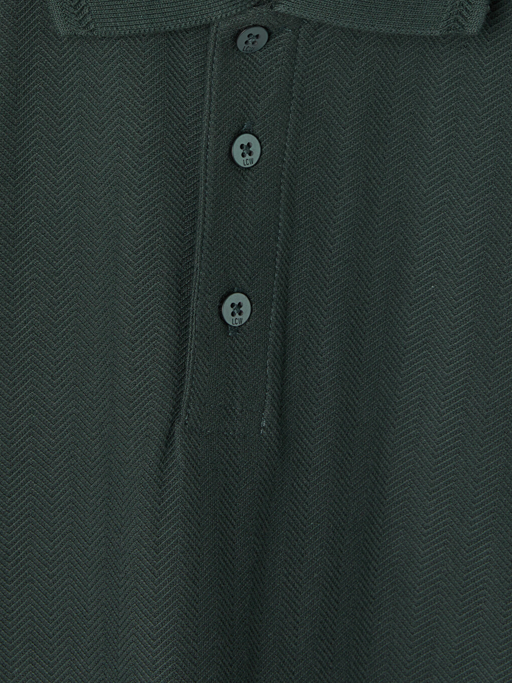 Yeşil Polo Yaka Dokulu Erkek Tişört-4