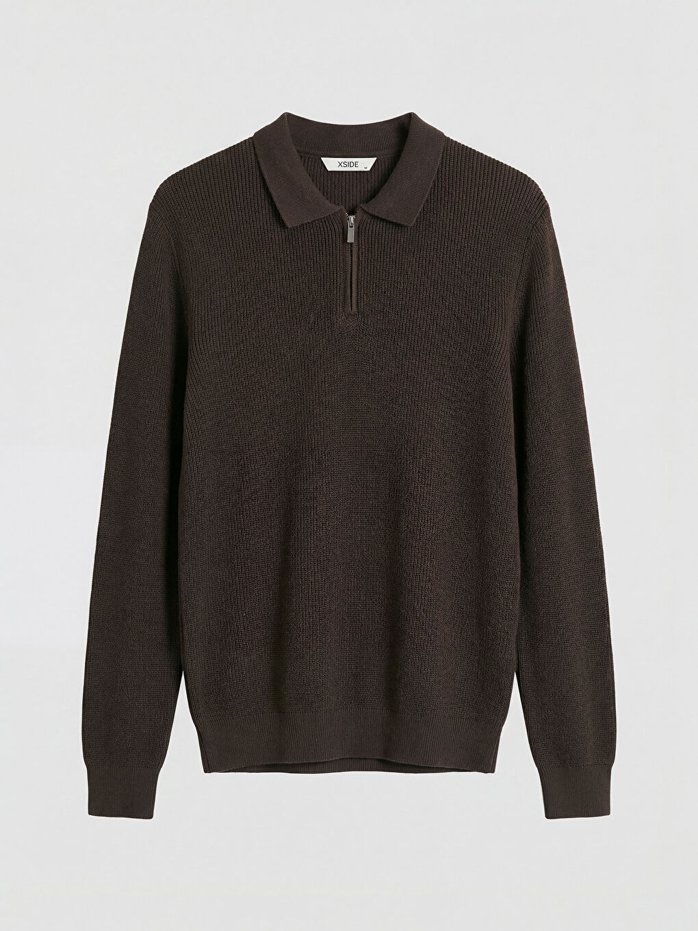 Kahverengi Polo Yaka Erkek Triko Kazak-4