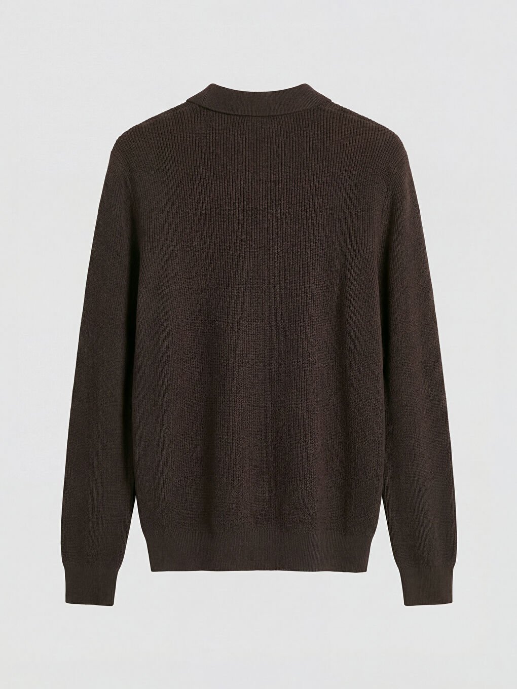 Kahverengi Polo Yaka Erkek Triko Kazak-5