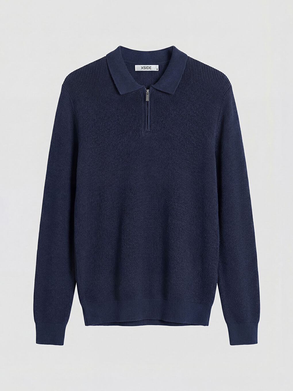 İndigo Polo Yaka Erkek Triko Kazak-4