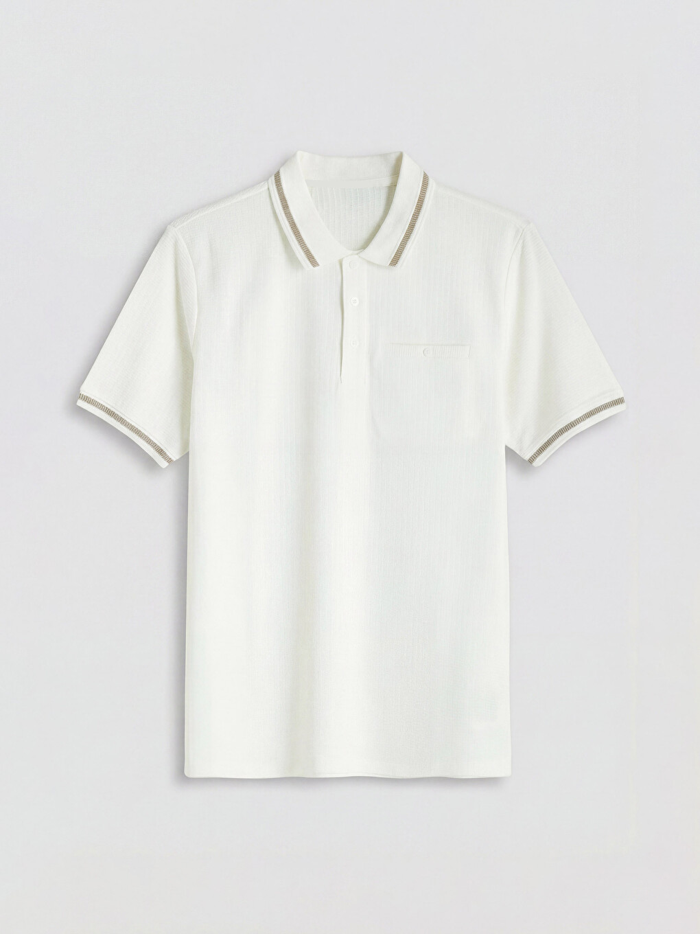 Polo Collar Textured Men's T-shirt-4