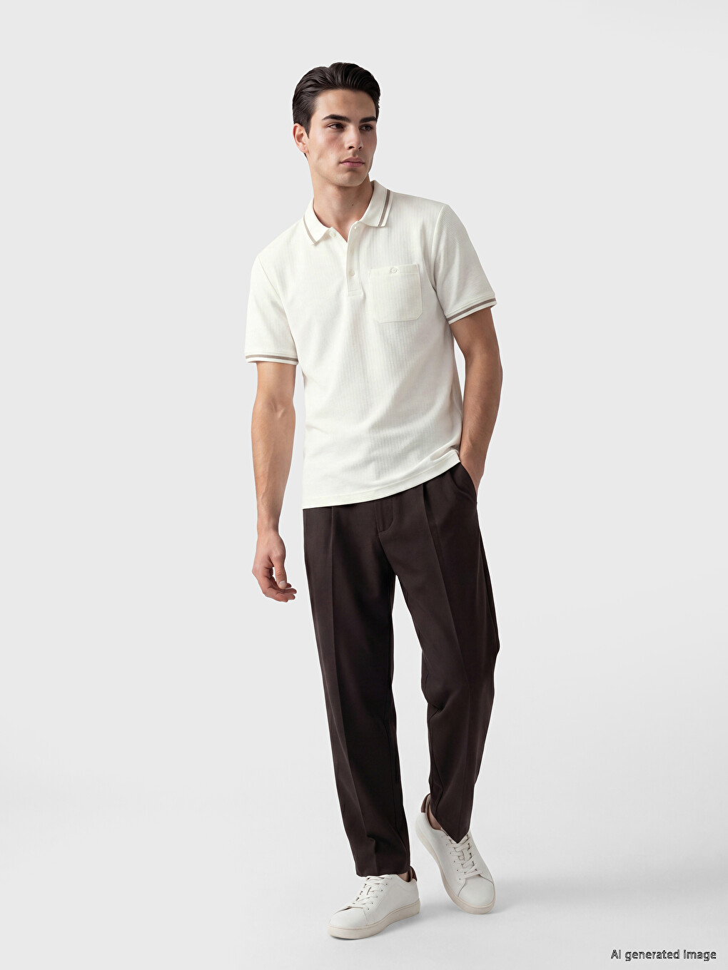 Polo Collar Textured Men's T-shirt-1