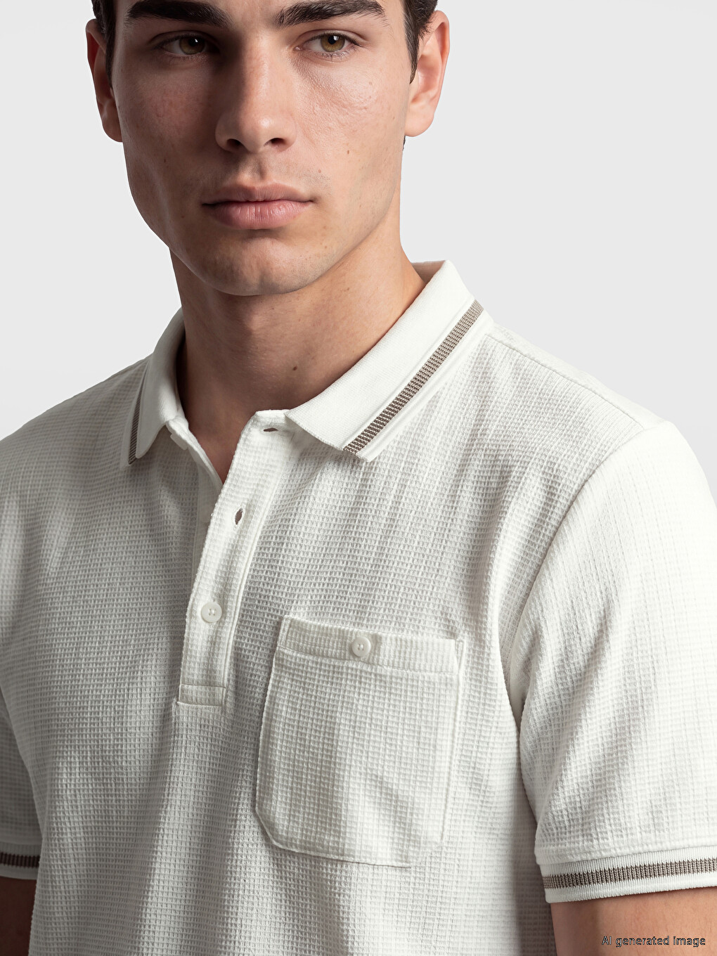 Polo Collar Textured Men's T-shirt-2