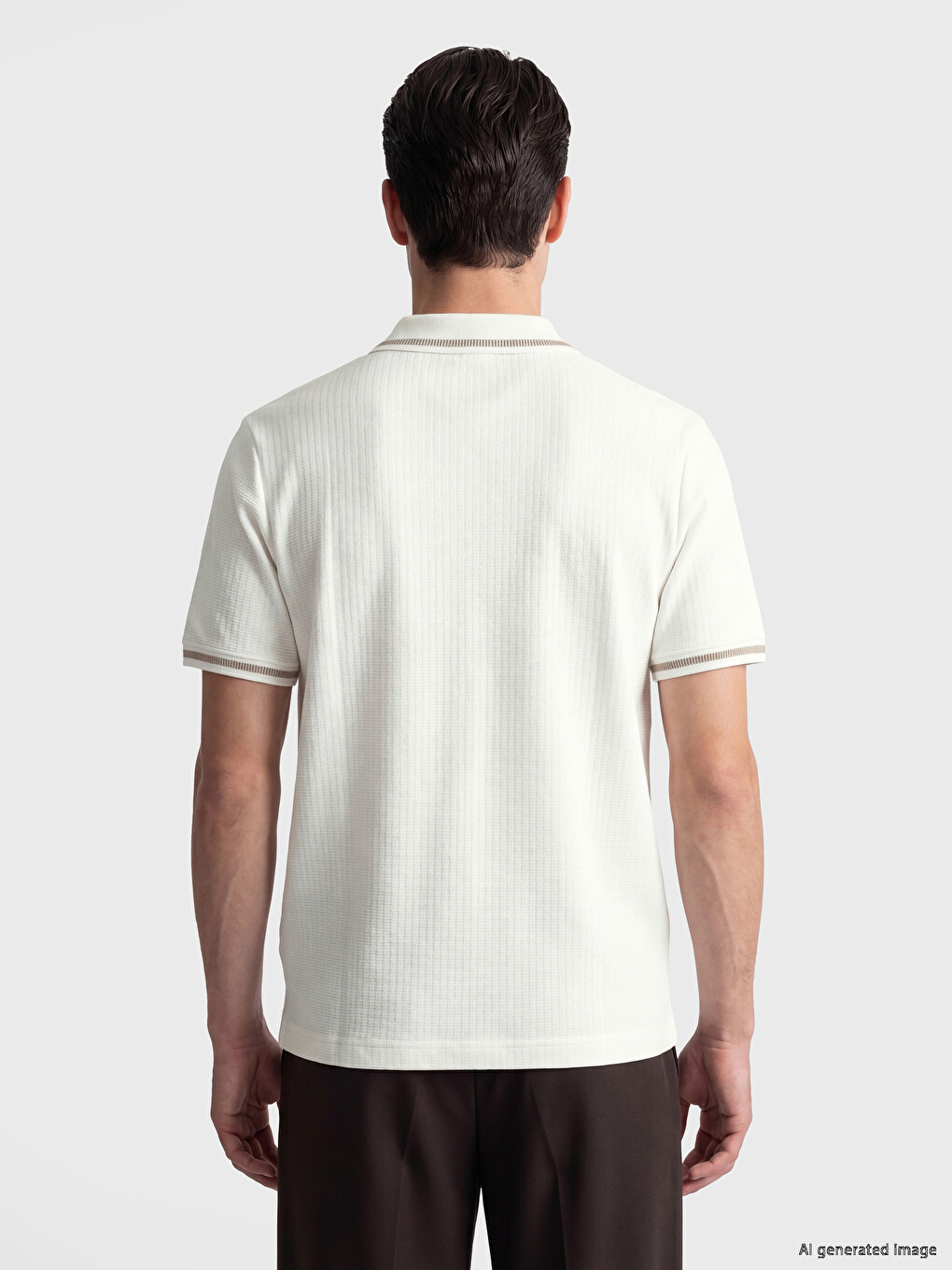 Polo Collar Textured Men's T-shirt-3