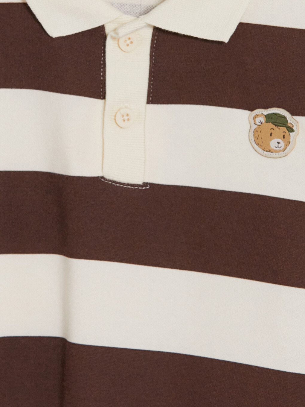 Kahverengi Polo Yaka Çizgili Erkek Çocuk Sweatshirt-1